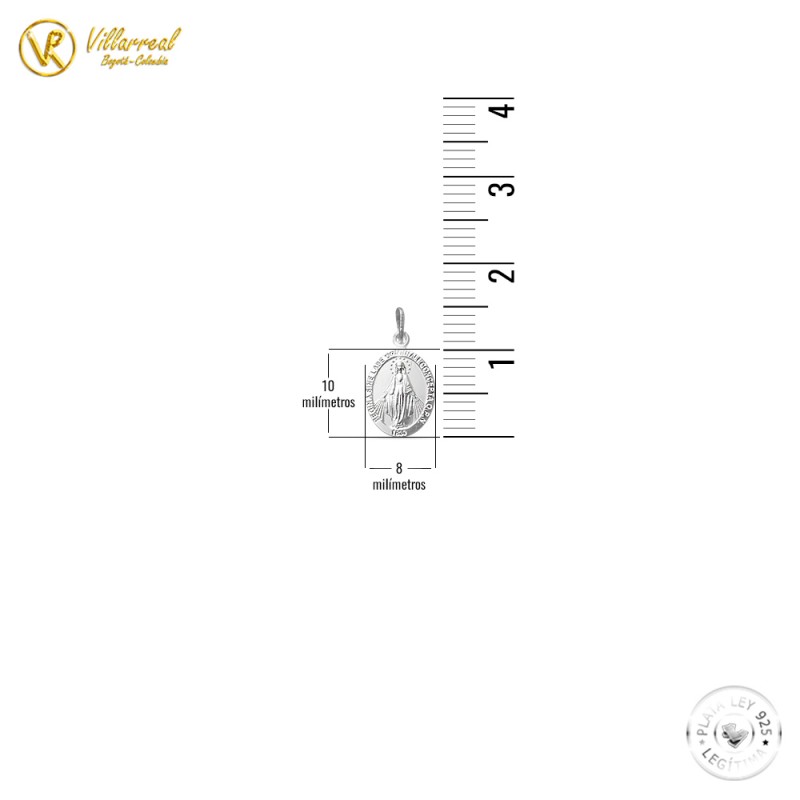Medalla Religiosa Virgen Milagrosa Mil Metros Plata De Ley